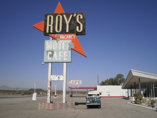 Amboy - a deserted town along Route 66 with a filling station, a post office and an abandoned motel.